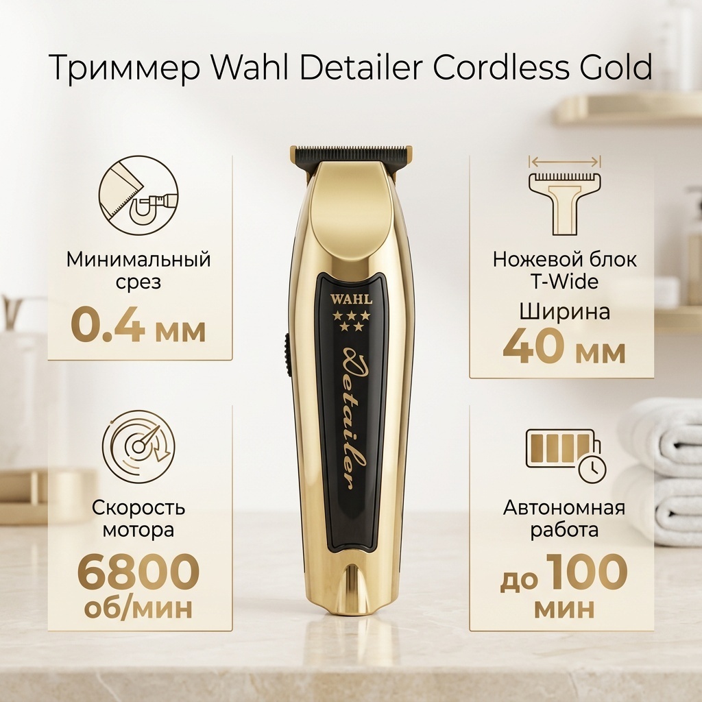 Wahl триммер 08171-716/Detailer Cordless Gold золотой