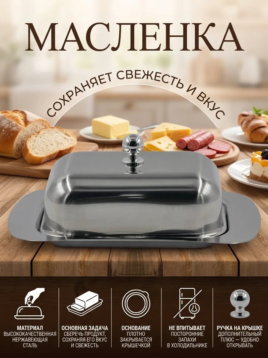 Масленка 488881735 прямоугольная 1 шт, нержавеющая сталь