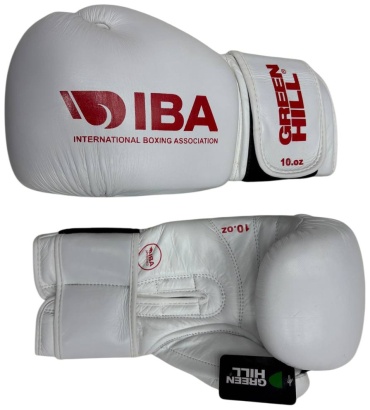 Боксерские перчатки IBA 10 oz белый, красный