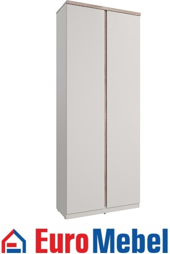 Распашной шкаф Euromebel Лима 2D, 00063427, 90x230х40.6 см, светло серый, светло-коричневый