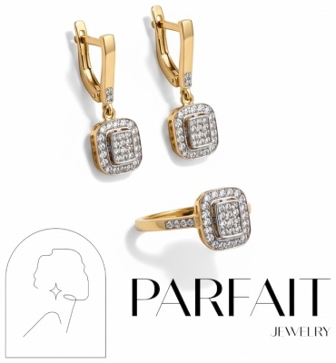PARFAIT JEWELRY PJ_Sbaget_17.5размер_2 вес 6.5 г золото, фианит