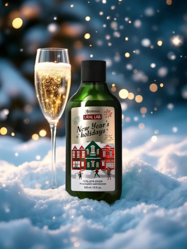 Ural Lab Гель для душа, 300 мл, New Year holidays, аромат: искрящееся шампанское, Ural Lab Winter Melody гель 300 мл