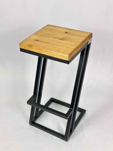 Барный стул QONAQ_RBD Stark, 75x35x35 см, черный, коричневый 1 шт.