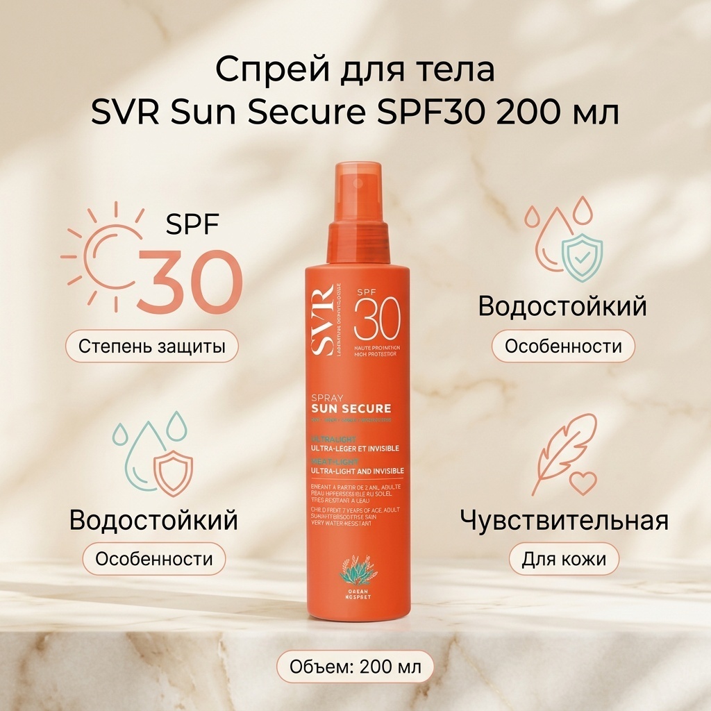SVR Sun Secure SPF30 спрей для тела 200 мл