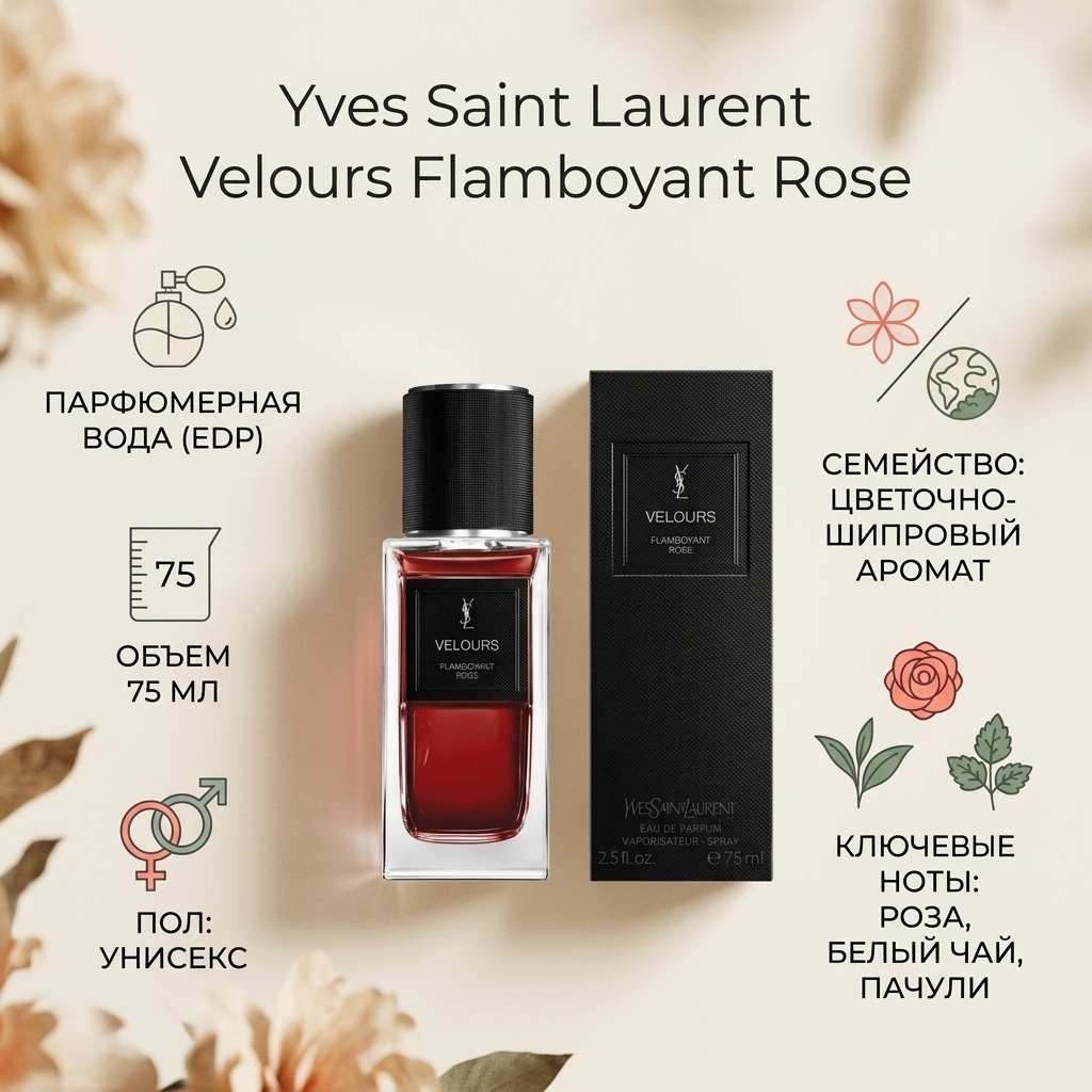 Yves Saint Laurent Velours Flamboyant Rose парфюмерная вода EDP 75 мл, унисекс
