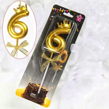 Свеча Happy birthday цифра 6, 1 шт 12 см