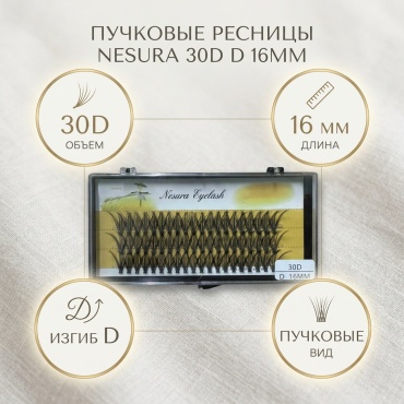 NESURA единичные 30D D 0.05 мм, 0.07 мм черный 16 мм
