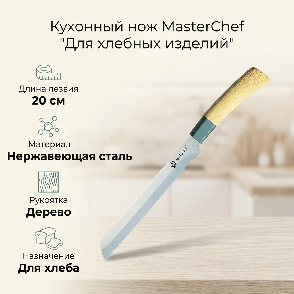 Нож для хлеба , лезвие: нержавеющая сталь 1 шт
