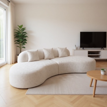 Диван 21sofas Софа, 300х90 см, обивка букле, белый