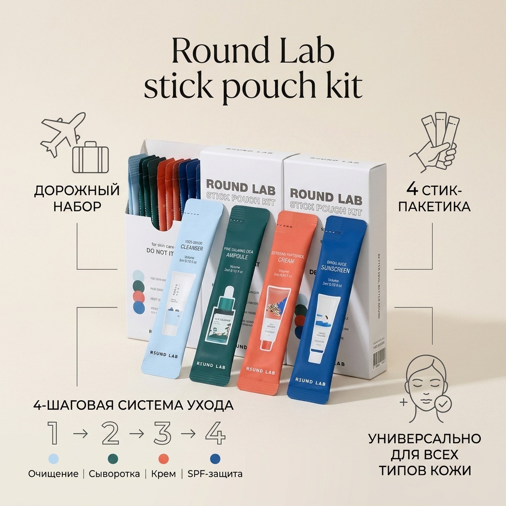 Round Lab stick pouch kit набор по уходу за лицом для женщин