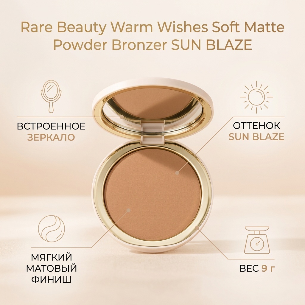 Rare Beauty Warm Wishes Soft Matte Powder Bronzer бронзер SUN BLAZE
