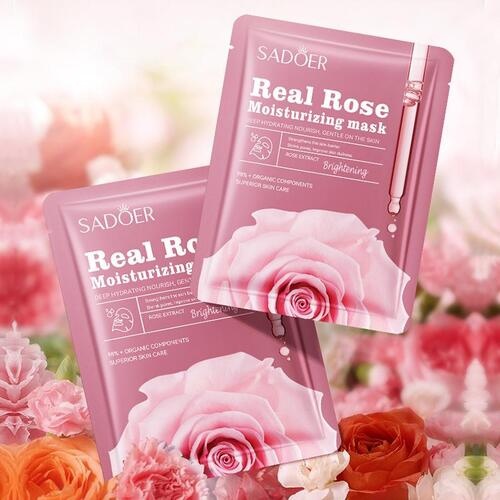 Маска для лица SADOER тканевая Rose Moisturizing&Brightening facial mask 25 мл, фото 2