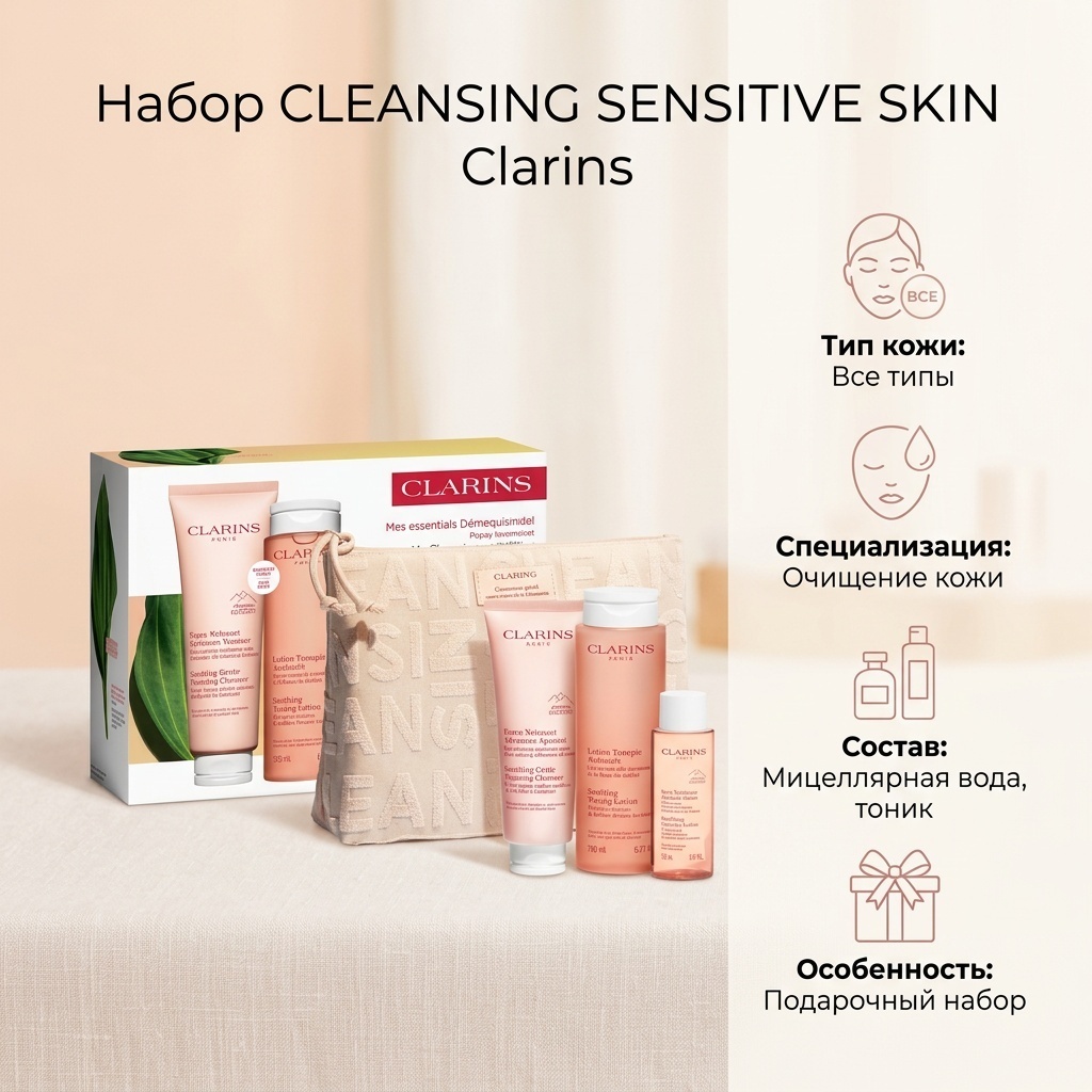 Clarins CLEANSING SENSITIVE SKIN набор по уходу за лицом для женщин