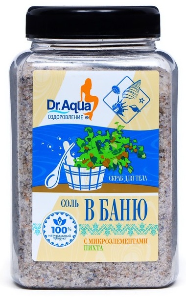 Dr. Aqua Соль-скраб для бани, с пихтой, 850 г природная соль 850 г