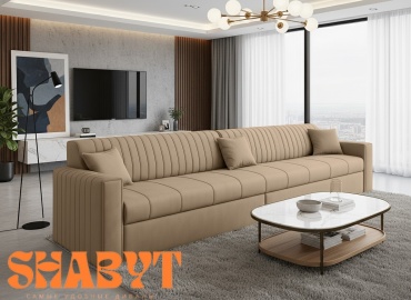 Диван Shabyt Карфаген, 400х90 см, обивка велюр, коричневый