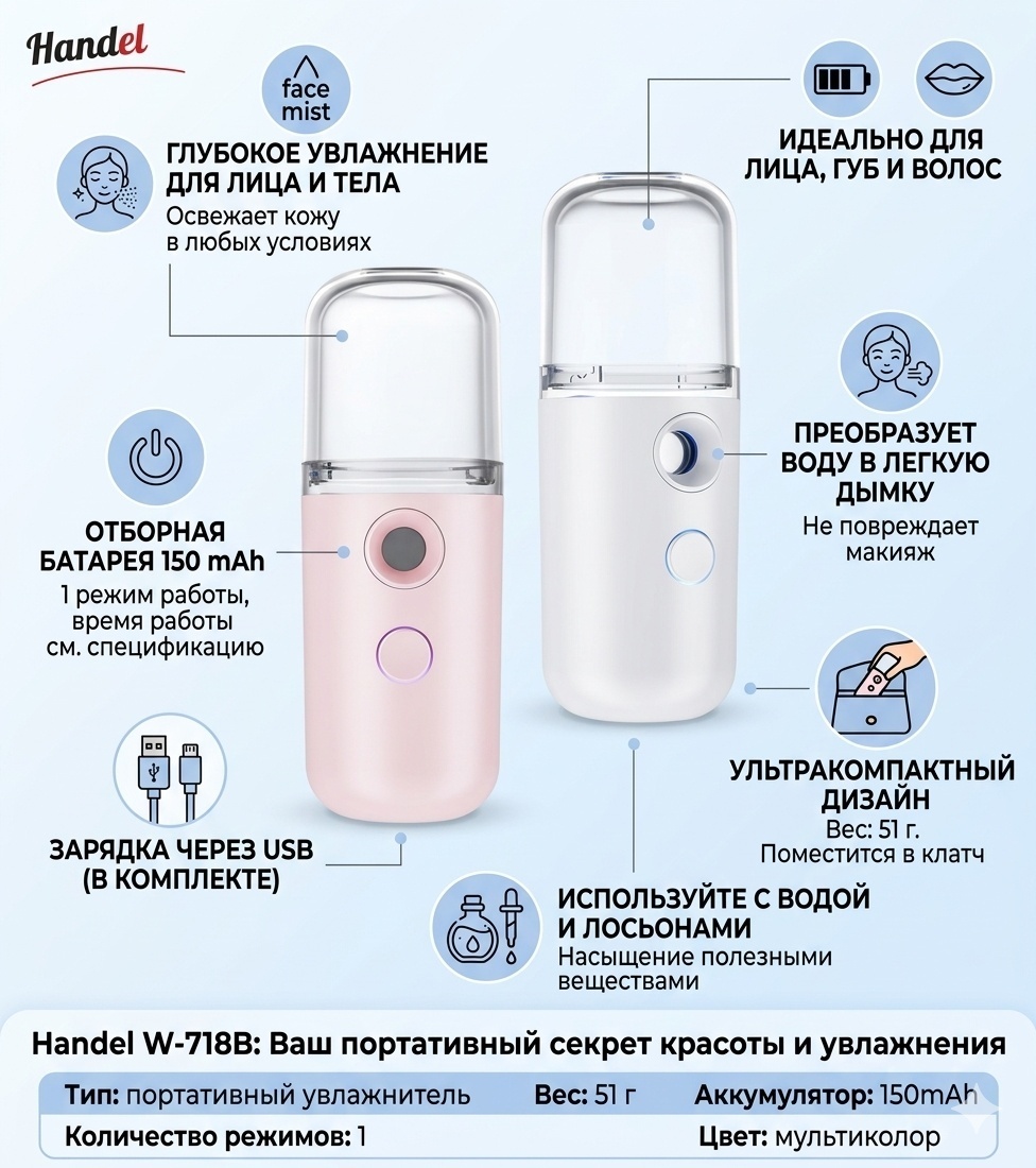 Handel портативный увлажнитель для лица