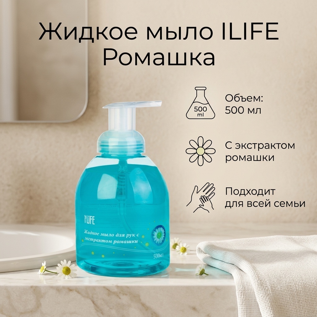Жидкое мыло туалетное ILIFE 21436-1 Ромашка 500 мл