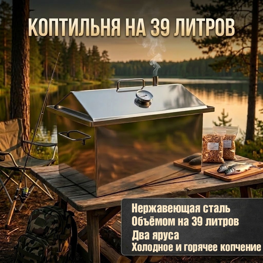 Коптильня Викинг 45x30x25см, нержавеющая сталь