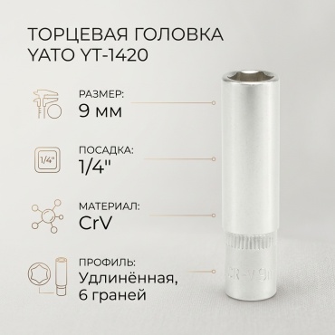 YATO торцевая головка 1/4 YT-1420 1 шт