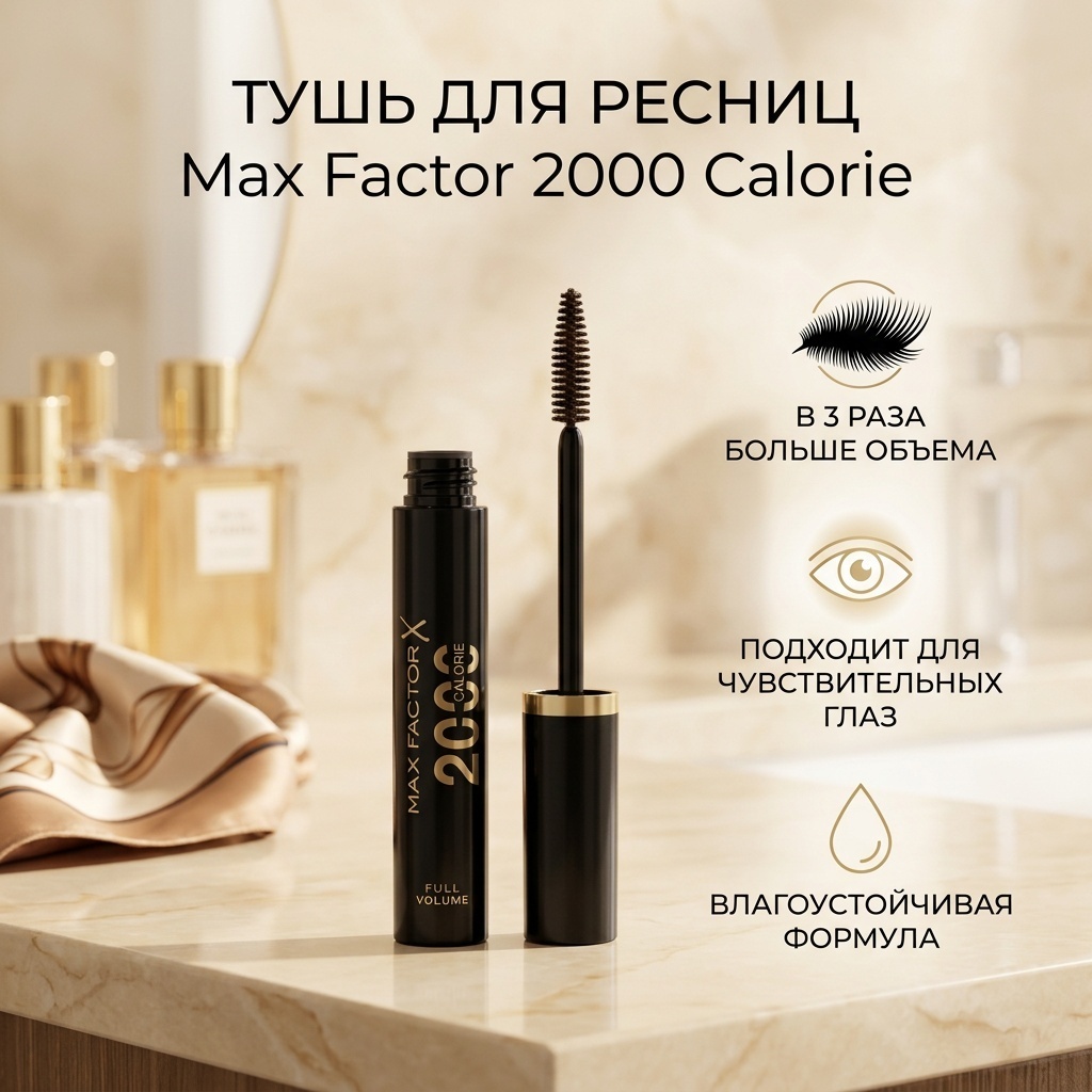 Тушь для ресниц Max Factor 2000 Calorie Mascara Dramatic Volume #1 Black 9 мл для объема черный