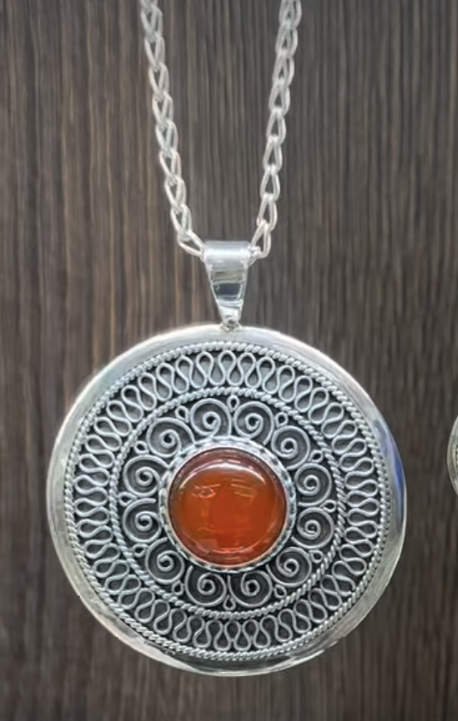 Колье HandMade 558134-C925 длина 65 см вес 48 г серебро, сердолик