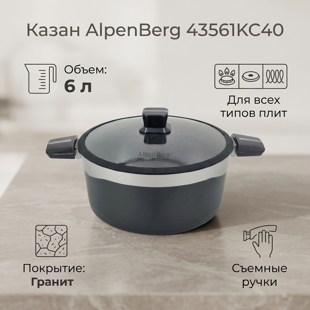 Казан AlpenBerg 6 л, гранит