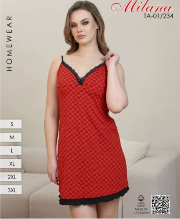 Ночная сорочка Milana Style красный, черный