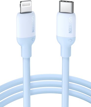 Кабель Ugreen USB TypeC (M), Lightning, 1 м, голубой