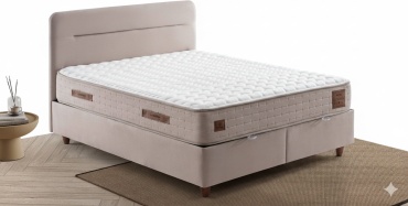 Кровать Weltew Home OPTİMA двуспальная, 180x200 см (без матраса, подъёмный механизм) бежевый
