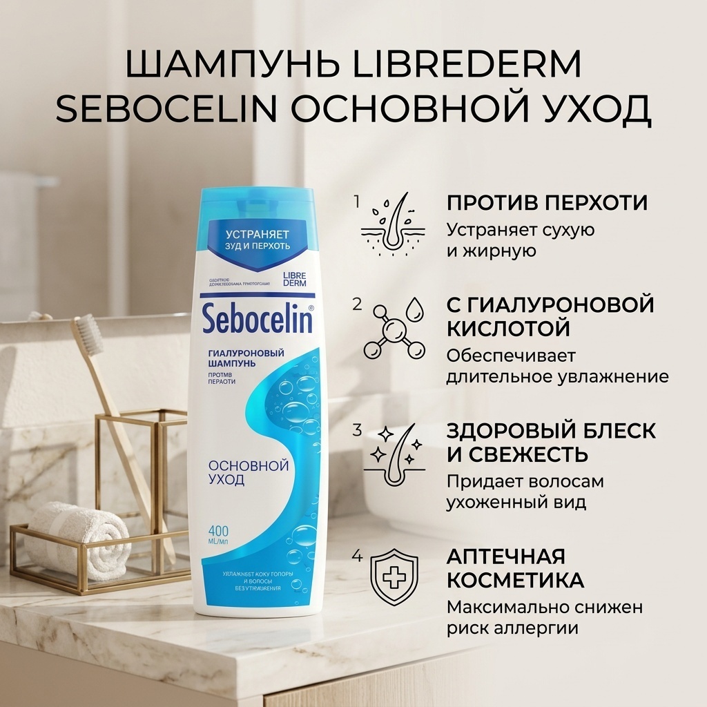 Librederm Sebocelin Основной Уход шампунь 400 мл