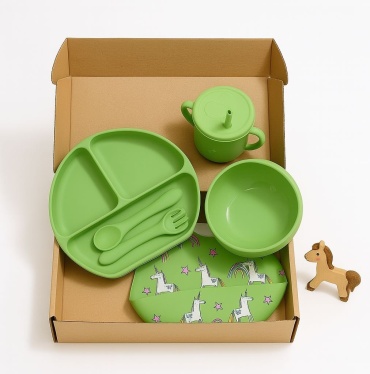 Комплект посуды IKIDS GREEN2 , силикон, зеленый