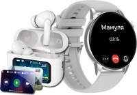 Смарт-часы Nepro100device G3 Pro 42 мм серебристый-серый &#43; наушники Sound Buds Pro белый