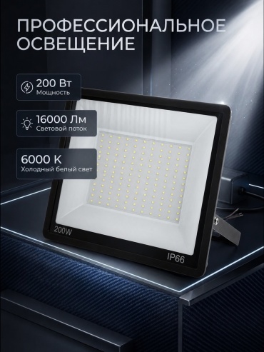 Прожектор на кронштейне sat 200 Вт, холодный белый
