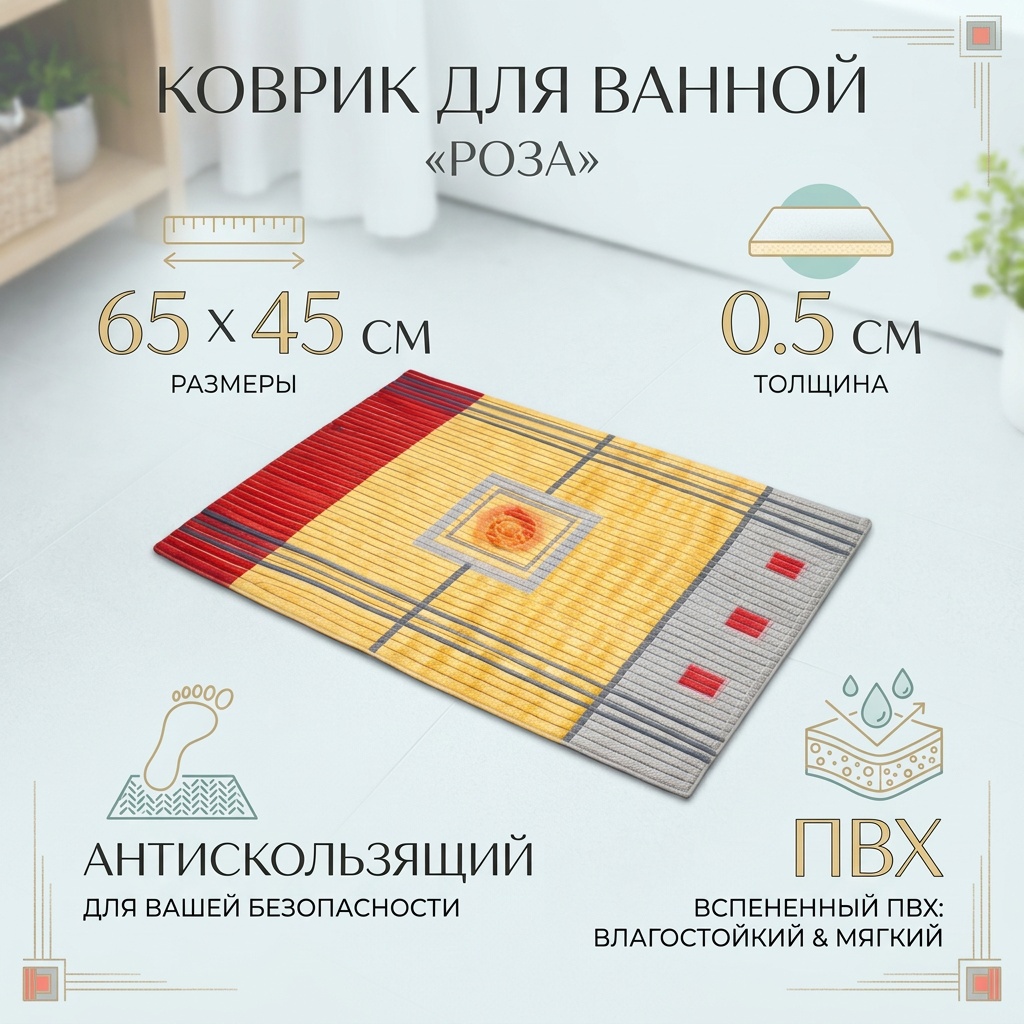 DAUSCHER коврик Роза 65x45 см, вспененный ПВХ