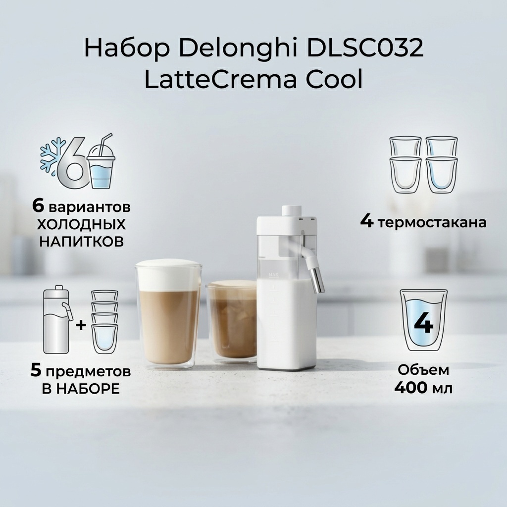 Набор кружек Delonghi , 400.48 мл, стекло, 4 шт.