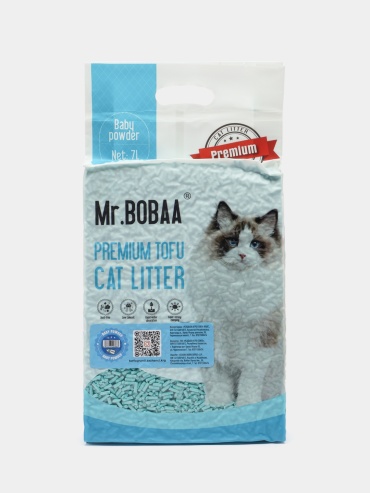 Наполнитель натуральный Mr.BoBaa TOFU с ароматом детской присыпки, комкующий, смываемый, 7 л гранулы для наполнителя 7 л