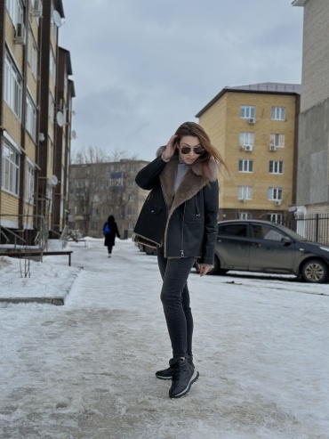 Дубленка Дубленка черный, бежевый