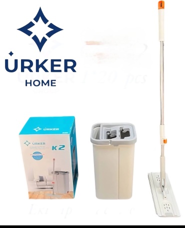Швабра универсальная, для пола URKER, материал насадки: микрофибра, фибра, серый