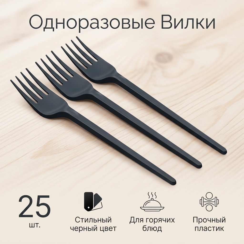 Вилка 30390974_Вилка черный 25 шт