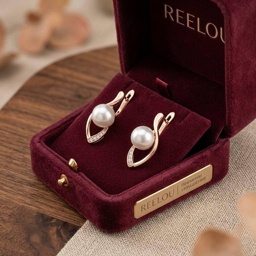 Серьги REELOU 039 вес 2.8 г сплав покрытый золотом 24К, без вставок