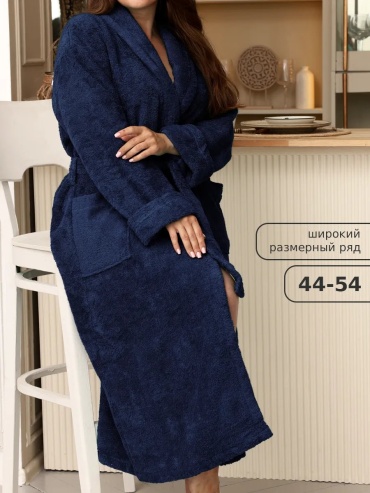 Хлопковый халат синий
