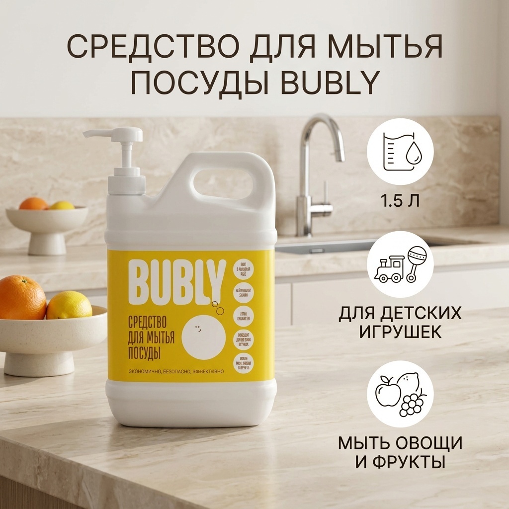 BUBLY гель Средство (гель) для мытья посуды 1,5л 1.5 л 1.5 кг