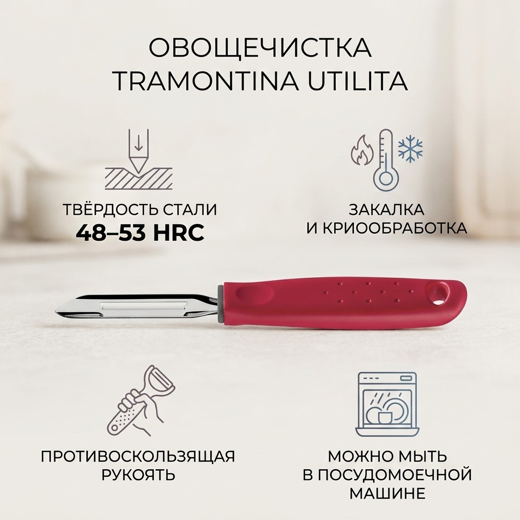 Нож для чистки Tramontina, лезвие: нержавеющая сталь 1 шт