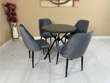 Комплект KADI Yassi-02, стол 80х80 см + 4 стула, серый
