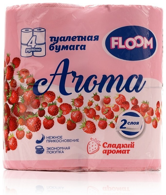 Floom туалетная бумага 2-слойный 4 шт, вторичная целлюлоза