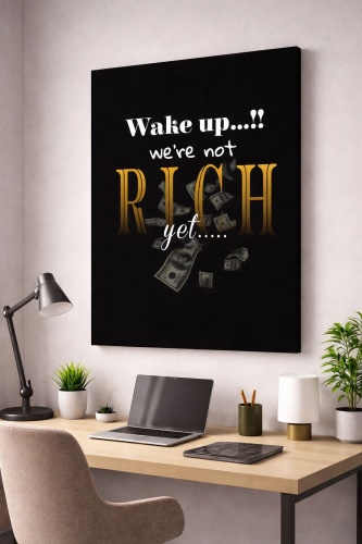 Araystudio.kz постер мотивационный на холсте “We’re not rich yet” 50x70 см