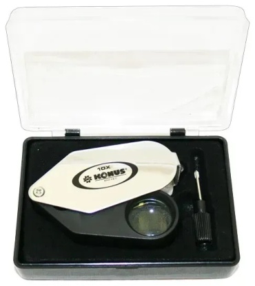 Лупа складная Konus LINEN TESTER 3025, увеличение x10, серебряный