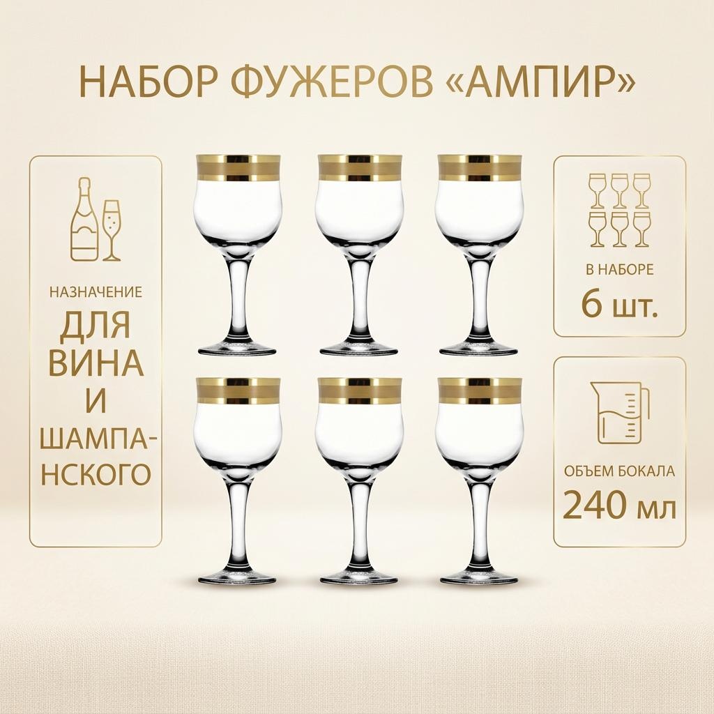 Набор бокалов Promsiz 240 мл, стекло, 6 шт