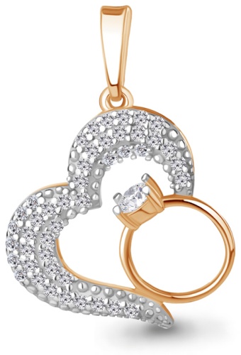 Подвеска AQUAMARINE А24711АА вес 1.9 г серебро, фианит