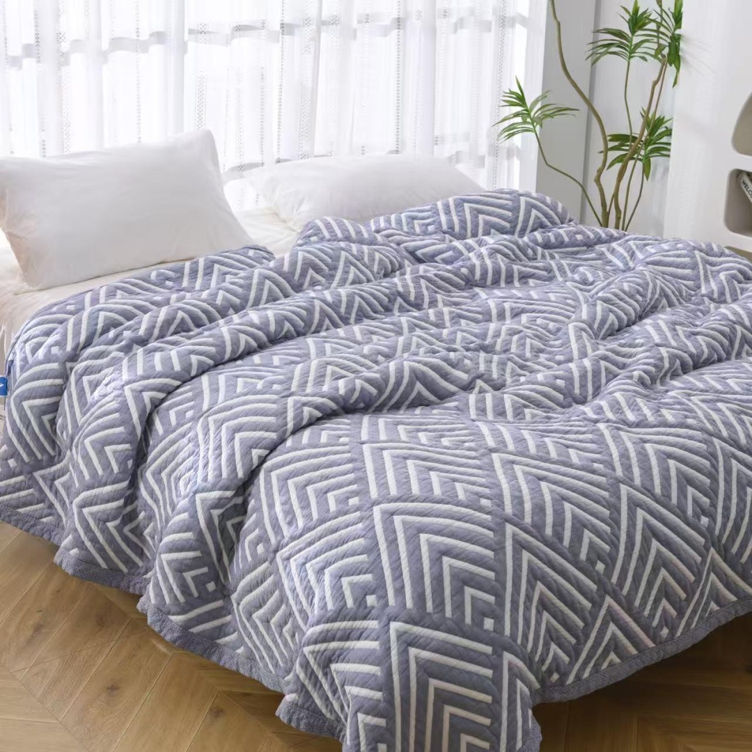 Покрывало Home Textile 200х230 см, хлопок, муслин, голубой, белый